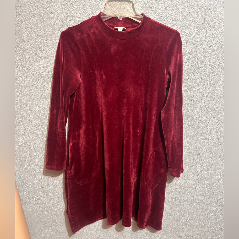 J Jill Mock Turtleneck Pocket velour a line dress size xs - Picture 3 of 8